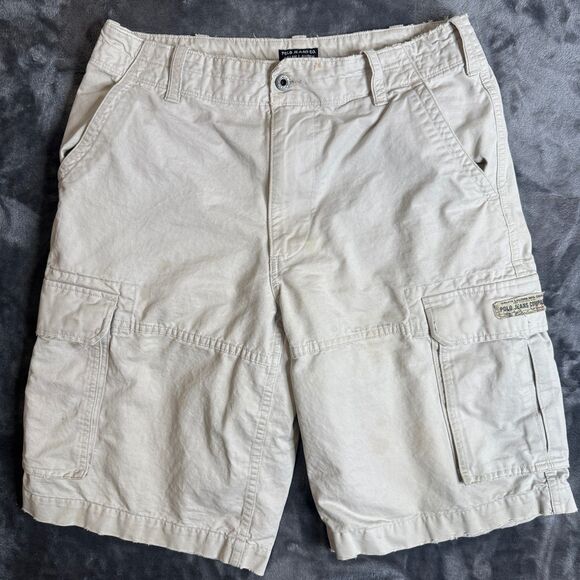Polo Jeans Co. Ralph Lauren Cargo Short Size 32 Six Pocket Cream Color - Picture 1 of 7